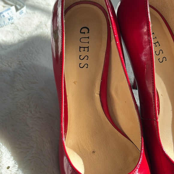 GUESS Red Patent Glossy Silver Toe Heels | Bold Date Night Pumps | Size 6 - Picture 3 of 10